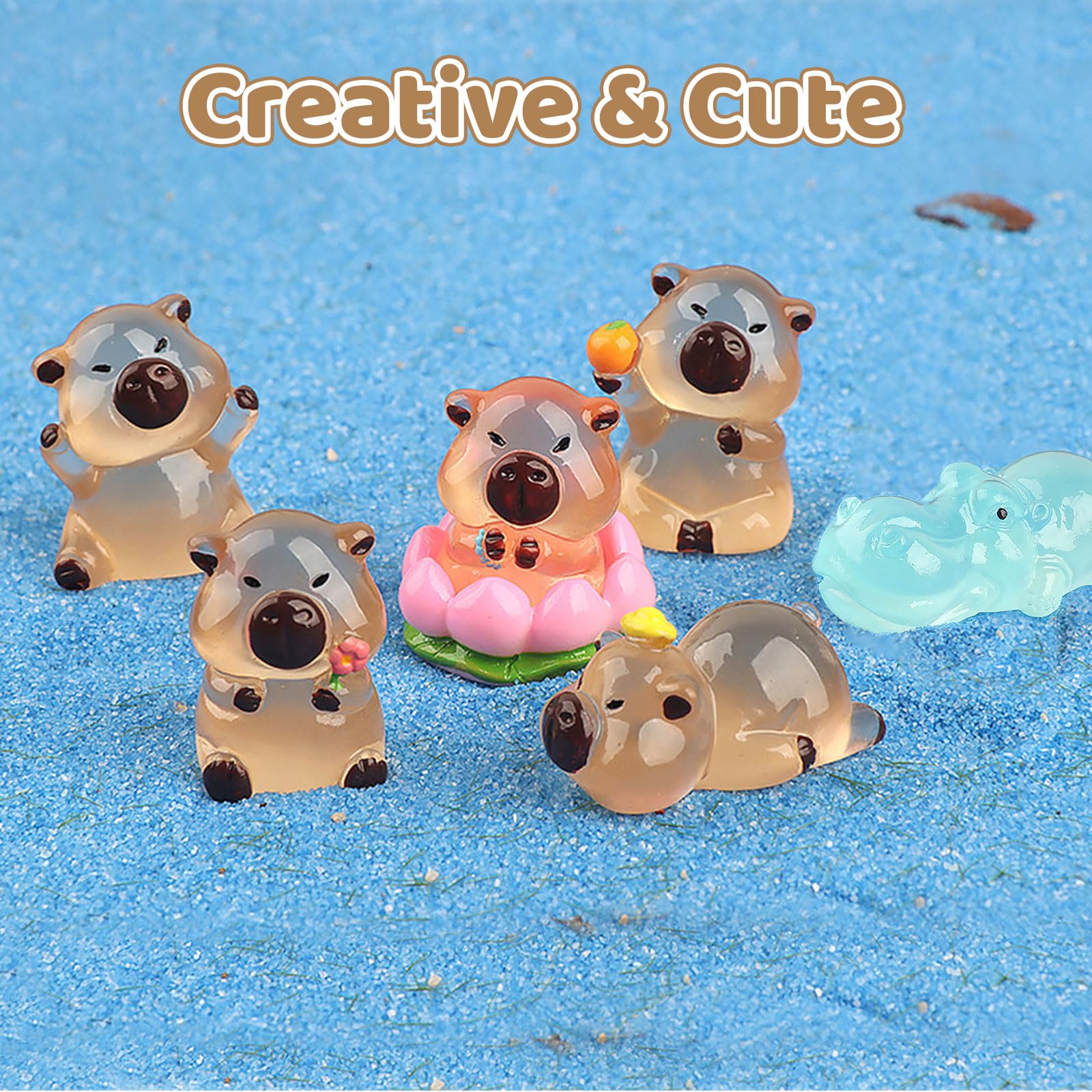 LunarCharm 6PCS Miniature Capybara Figures Luminous Model - Image 4