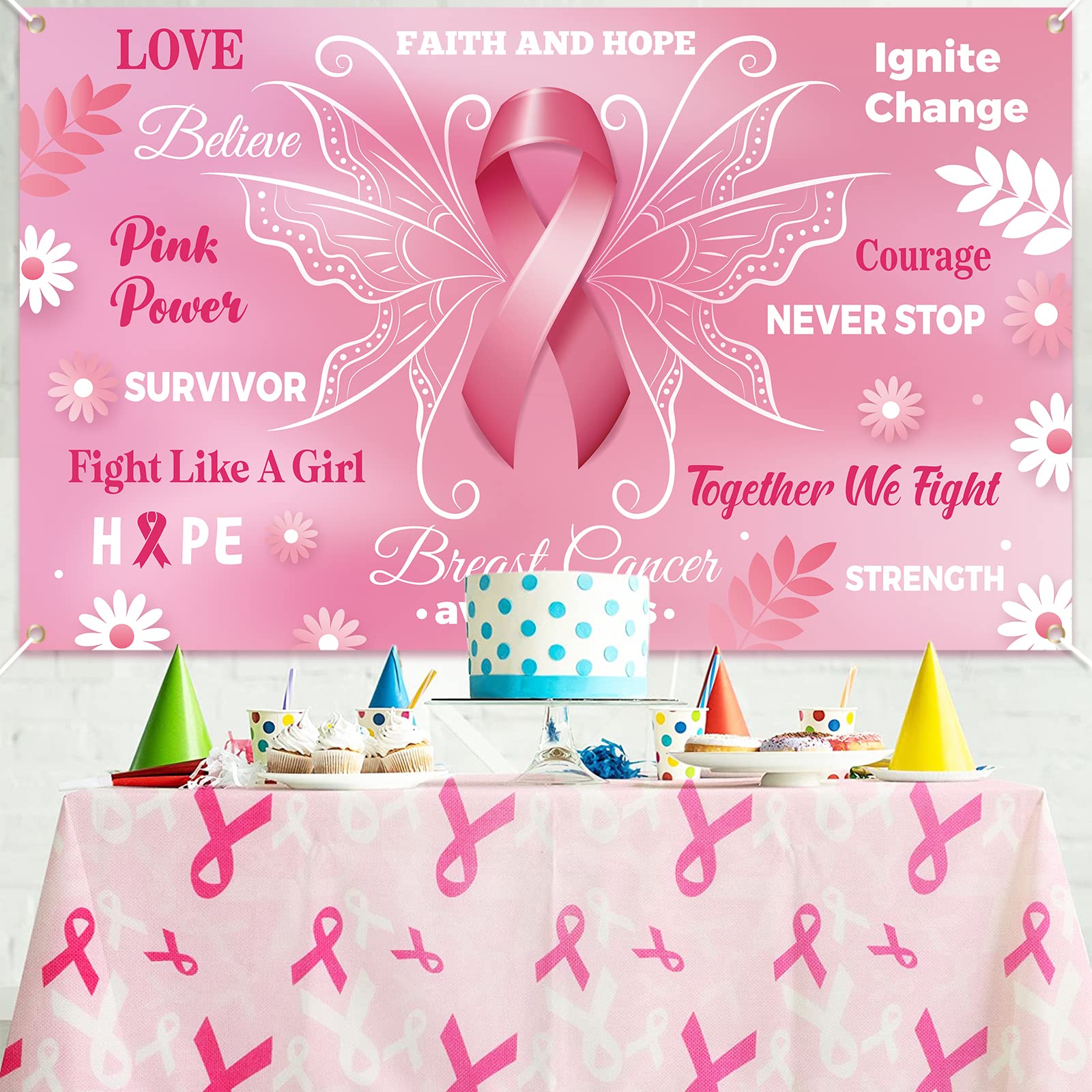 Aazon.co : ZTHOE 72x43inch Breast Cancer Awareness Backdrop Pink