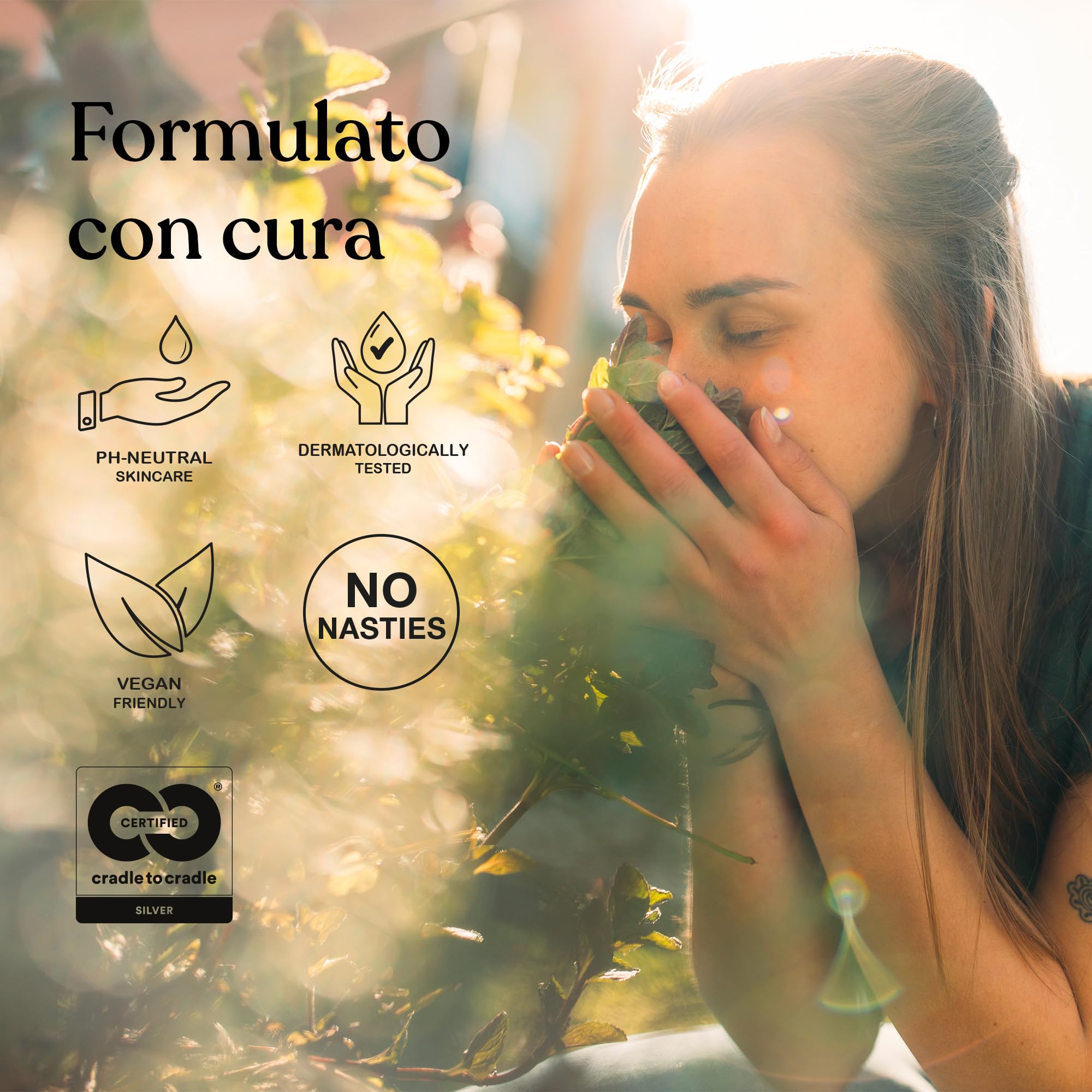 ADA Cosmetics Gel doccia vegano con melissa, timo e rosmarino, ricarica per supporto da parete Smart Care, idratante e idratante, profumo di erbe, Pure Herbs, Made in Germany, 6 x 300 ml