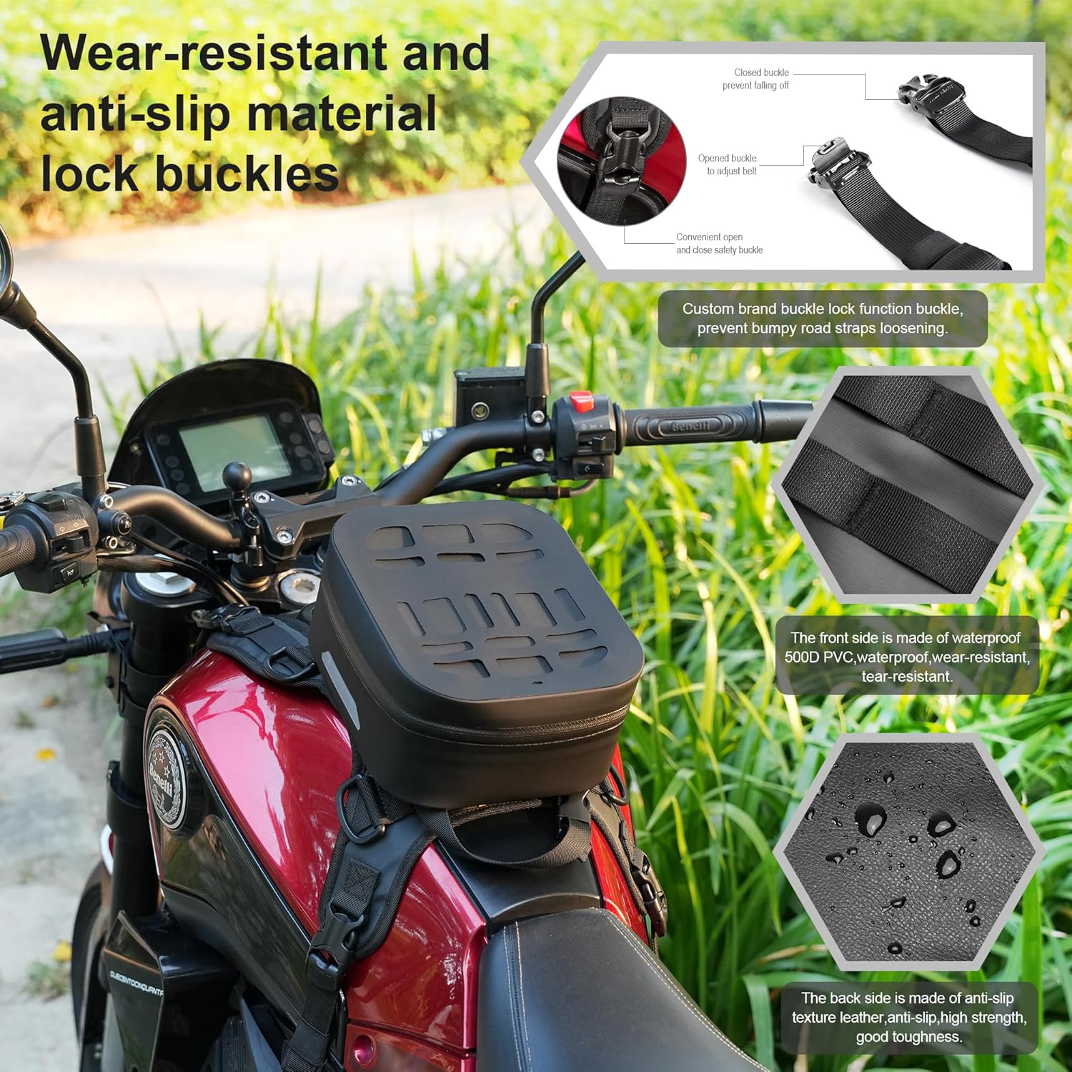 Motorcycle Fuel Tank Vest, Leather Waterproof Fuel Gas Pad Cover Universal Motorcycle Tank Mounting Base Universal Bumper Vest Motor Tank Expansion Storage for Motorcycles
