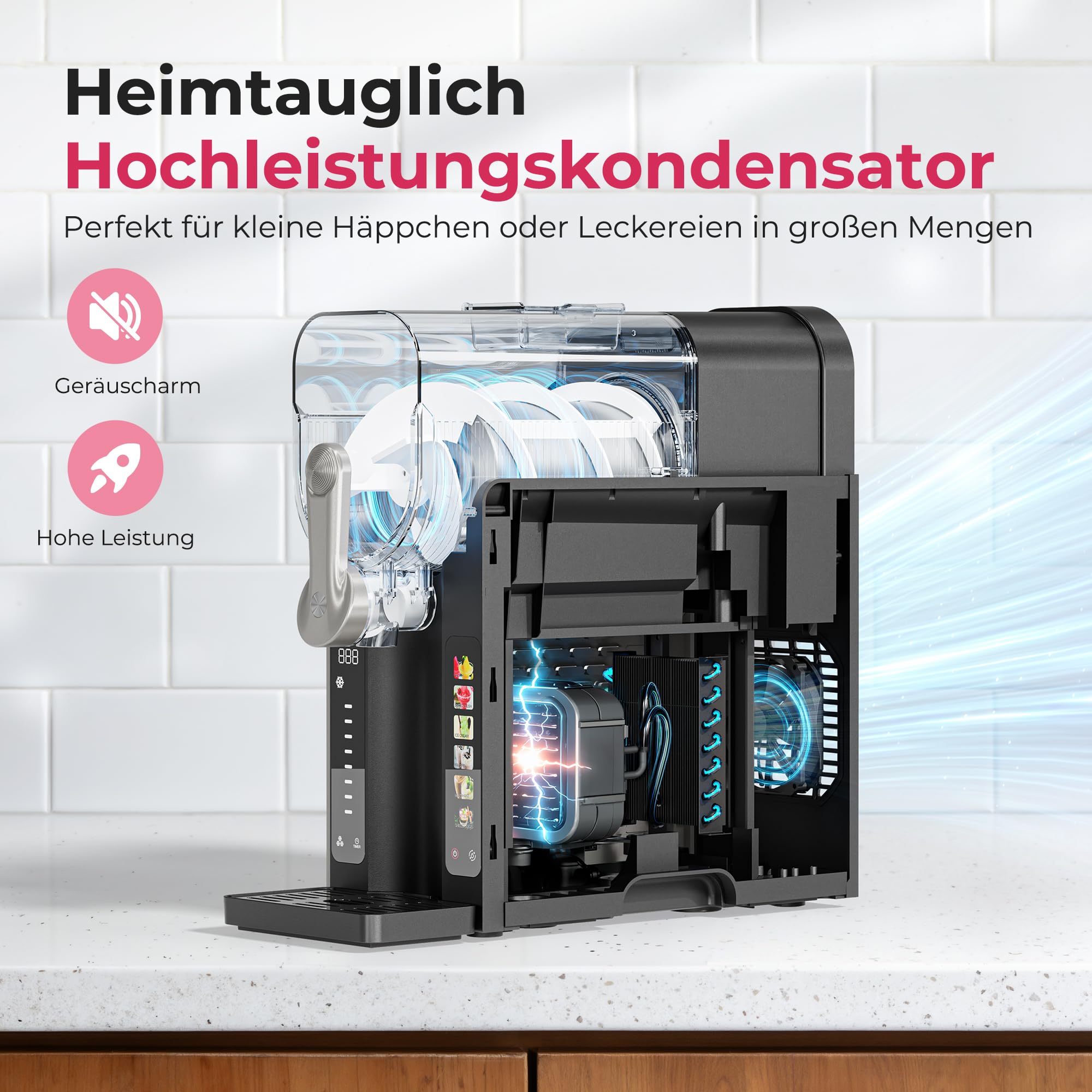 Initio Macchina per granite per la casa, senza bisogno di ghiaccio, con pulizia automatica, display a LED, perfetta per margarita, frappè, frappè e molto altro ancora, riunioni di famiglia e bar a