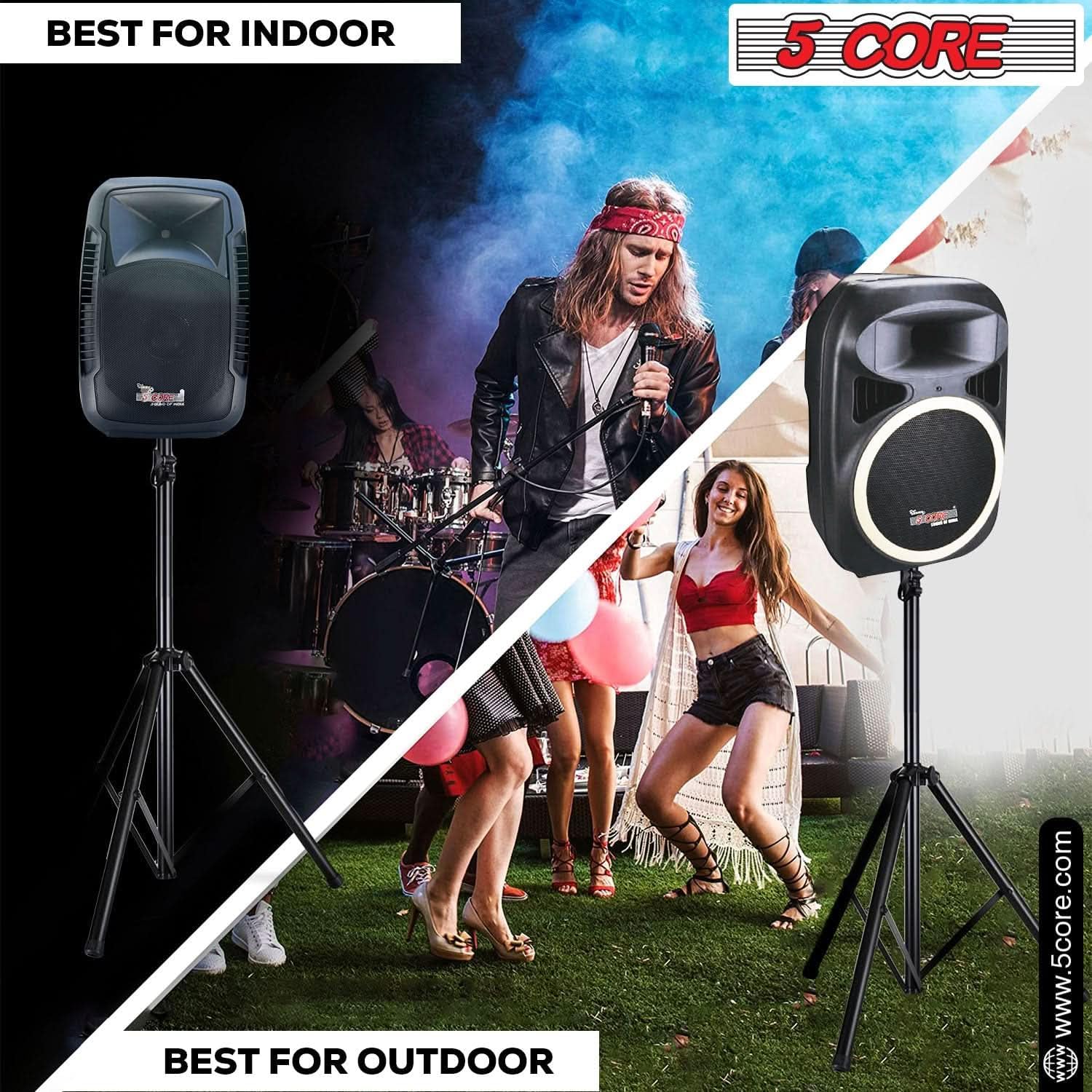 5 Core Speaker Stand Adjustable Universal PA DJ Tripod Studio Monitor Stands w 35mm Insert for Home On Stage Studio Use - SS ECO 1PK BLK WOB