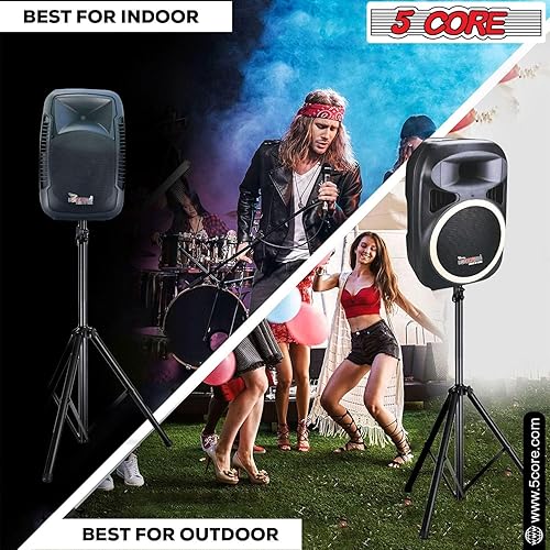 Miniatura 7 de 5 Core Trípode ajustable para altavoz, altura de 40 a 72 pulgadas, carga máxima de 100 libras, soporte de monitor de estudio PA DJ portátil de alta