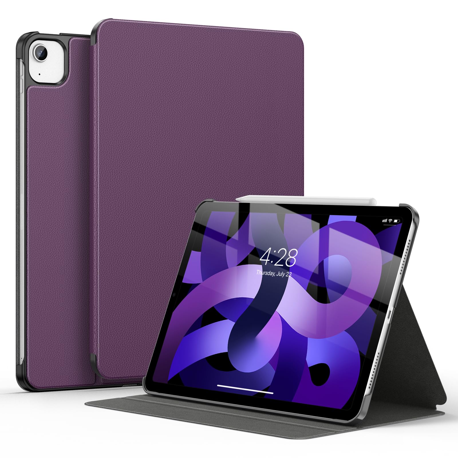 Soke for iPad Air 11 Inch Case(M2)2024 & iPad Air 5th/4th Generation(2022/2020)Case 10.9-Inch,Hard PC Back Cover[Adjustable Angle + Auto Wake/Sleep],Smart Protective Case for iPad Air 6th Gen,Purple