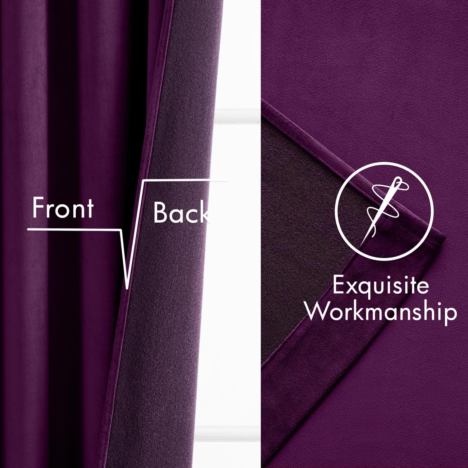 ANRODUO Purple Velvet Curtains 84 Inches Long Blackout Thermal Insulated Soundproof Curtain Privacy Room Darkening Curtains Grommet Window Drapes for Bedroom Living Room 42 x 84 Inch Set of 2