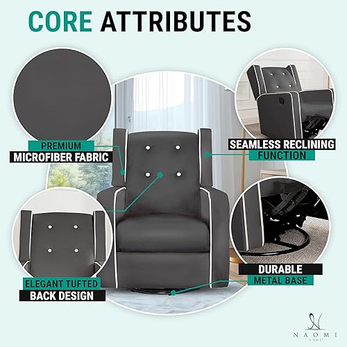 Miniatura 5 de Naomi Home Odelia - Sillón reclinable, mecedora, deslizador, giratorio Gris,Blanco brillante,Gris,claro,Moca