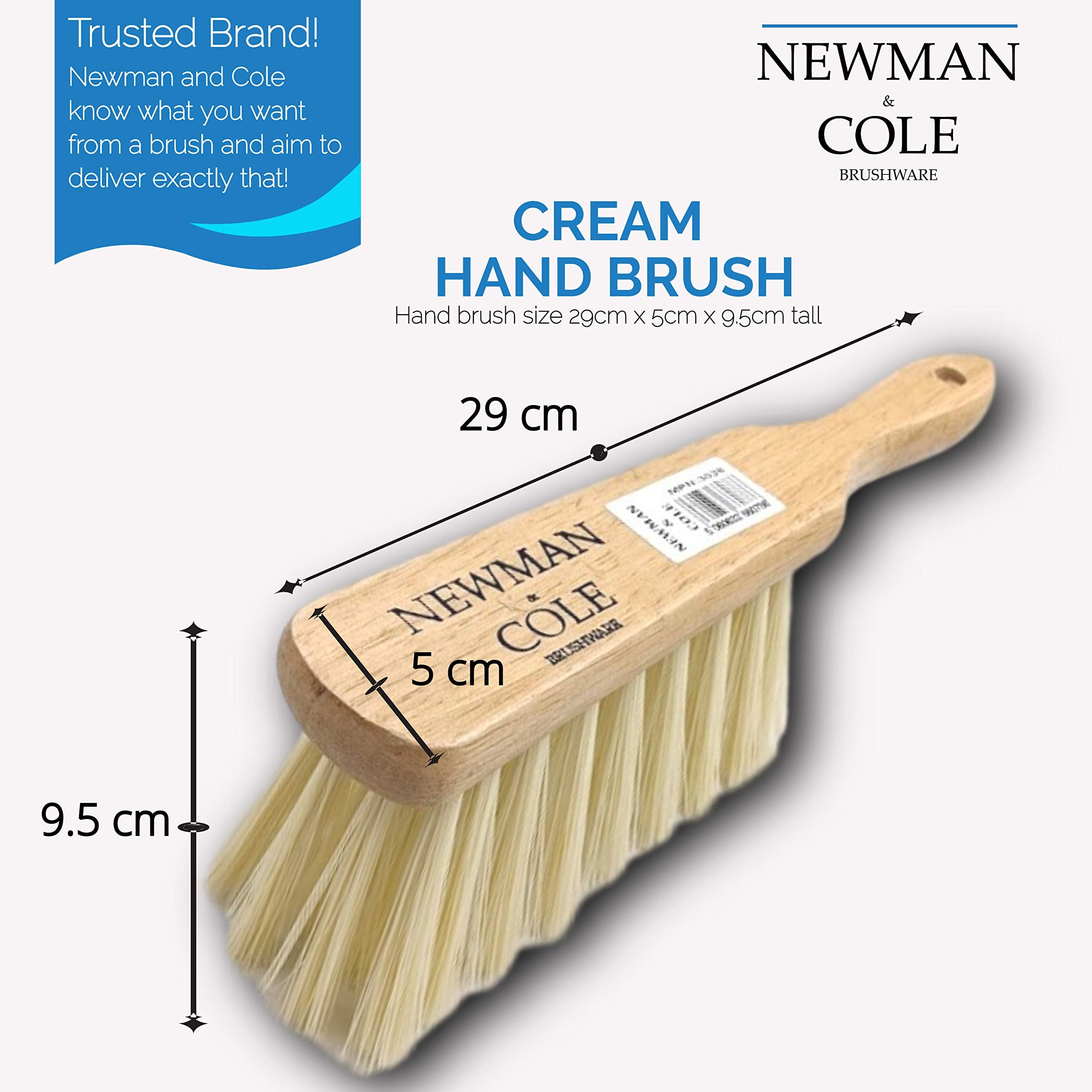 Newman and Cole Cepillo de Mano de Madera Natural Con Cerdas Duras o Suaves - Naturales o Sintéticas