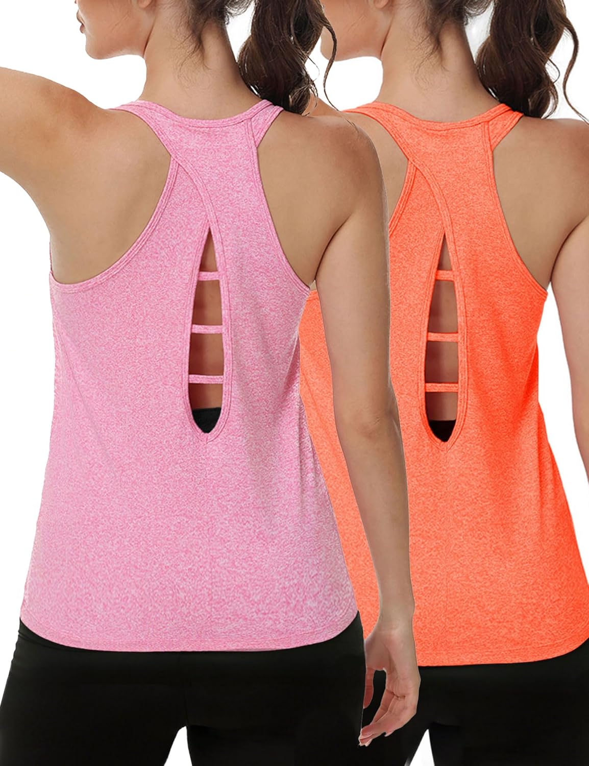 YOYOYOGA Workout Tops for Women Tank Tops Sleeveless Yoga Shirts Loose Fit Athletic Running Gym Tennis Active 2 Pack