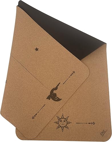 Miniatura 5 de EKE Esterilla de yoga de corcho con líneas corporales, superficie antideslizante a prueba de sudor, materiales 100% reciclables, respetuosa con el
