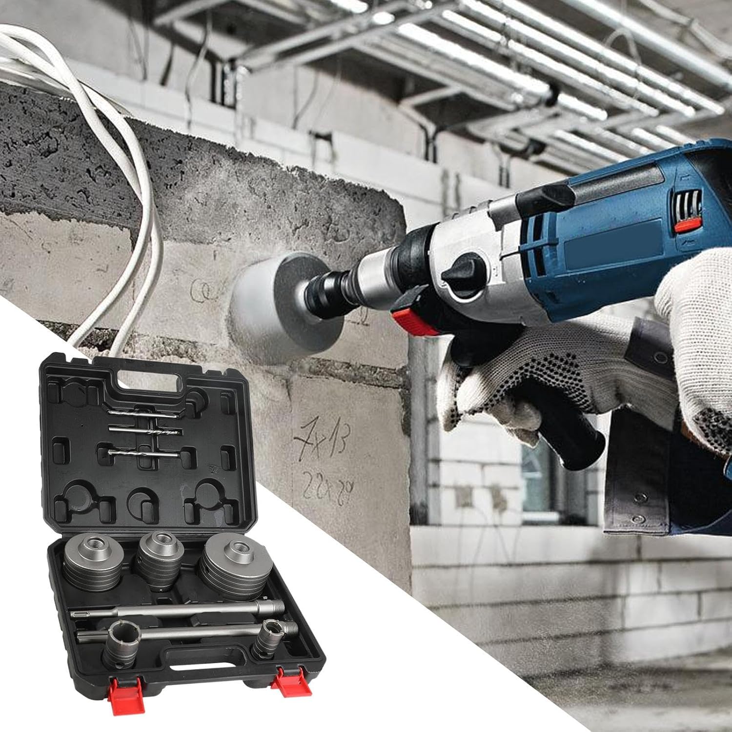 ウォールホールオープナーセット - セメント壁汎用ホールソー,金属切削工具 空調取付・電気工事用アクセサリ セット