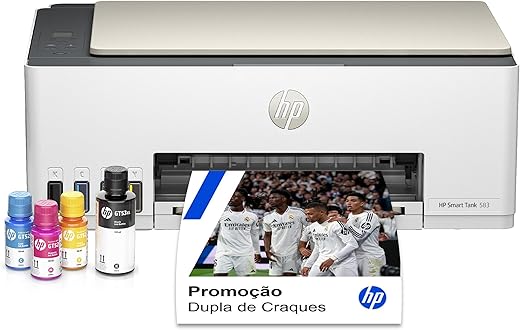 Impressora Multifuncional HP Smart Tank 583 Tanque de Tinta Colorida Wi-Fi com autorreparo, USB - Impressora, Copiadora e Scanner Cor: ‎Branco...