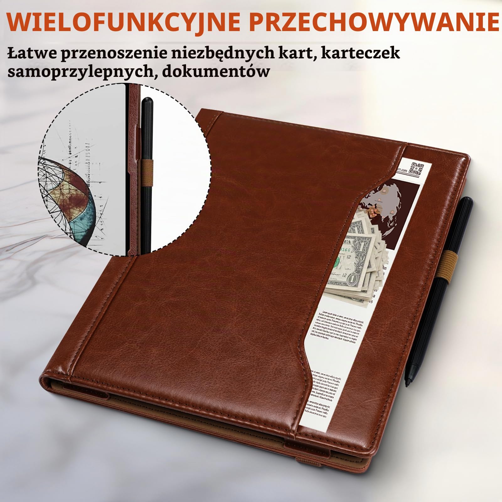 E NET-CASE Etui na Boox Note Air 5 C (2025)/Note Air4 C (2024)/Note Air3 C/Air3 B/W (2023), 360-stopniowy obrotowy futerał z uchwytem na długopis/pasek na rękę, automatyczne wyłączanie i włączanie