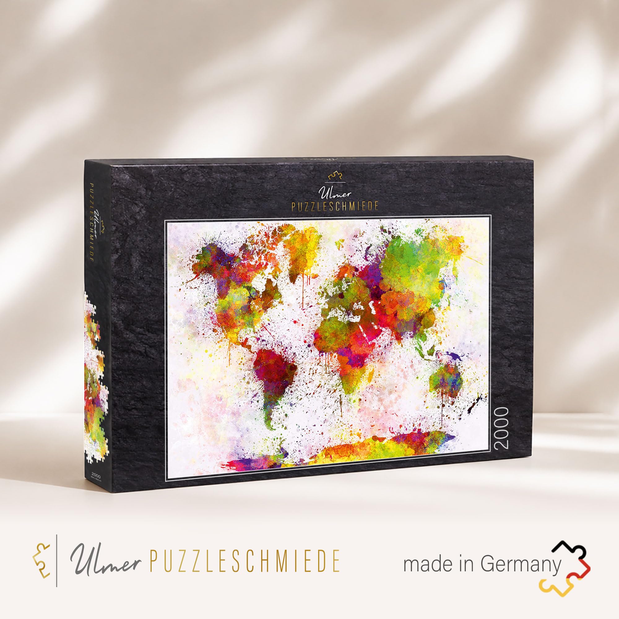 Ulmer Puzzleschmiede - Puzzle "Kolorowy świat" - klasyczne puzzle 2000 elementów – nowoczesny motyw puzzli z oryginalną inscenizacją mapy świata - przyprawy i kolory