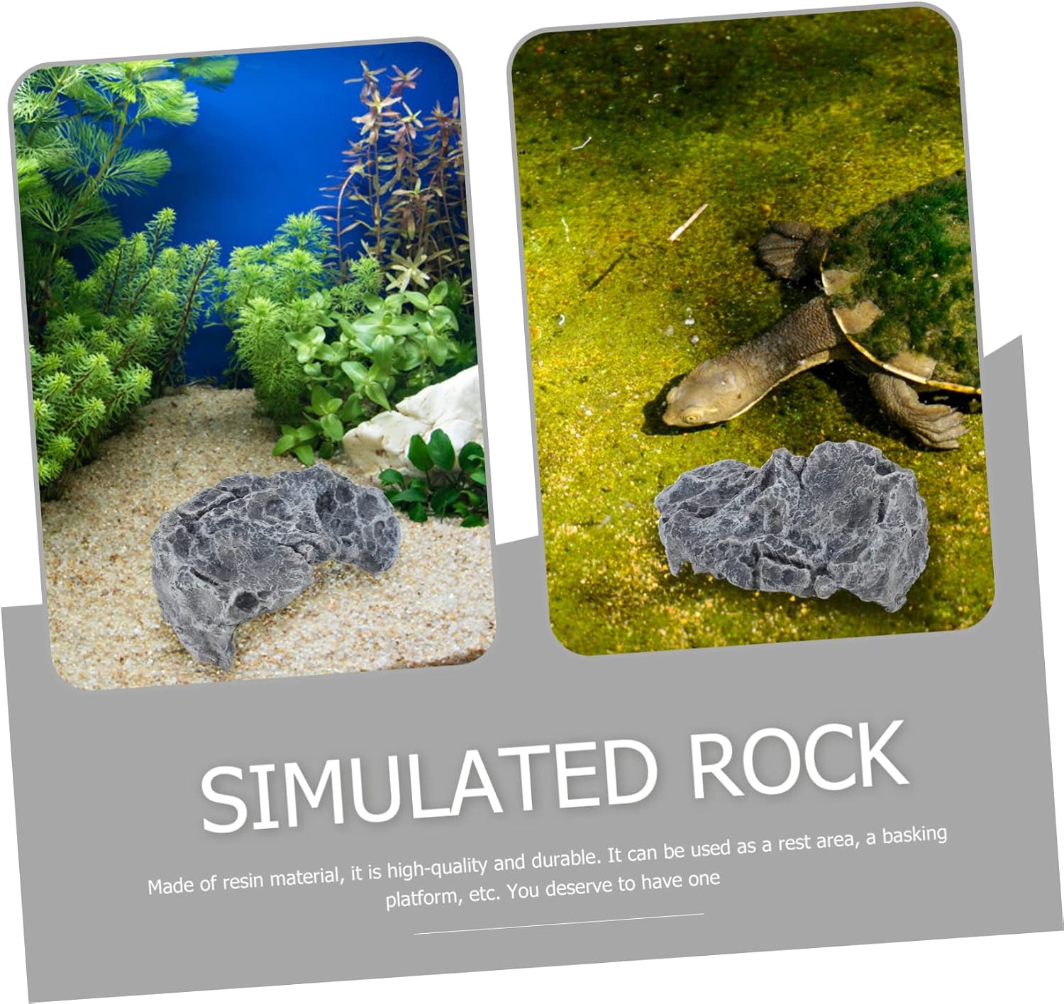 YARNOW Turtle Basking Platform Stone, Resin Simulation Rock for Reptile Box