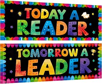 COCHIE Classroom Decorations Reading Banner Poster, 2Pcs Inspirational Bulletin Board Decoration Colorful Wall Decor for School Classroom Kindergarten Preschool Elementary Primary Middle High School