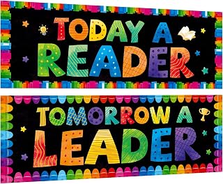 COCHIE Classroom Decorations Reading Banner Poster, 2Pcs Inspirational Bulletin Board Decoration Colorful Wall Decor for School Classroom Kindergarten Preschool Elementary Primary Middle High School