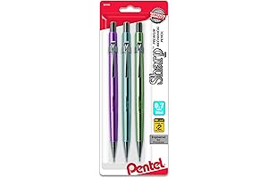 Pentel Sharp Mechanical Pencil (0.7mm), Medium Line, Metallic Barrel, Assorted Colors, Pack of 3