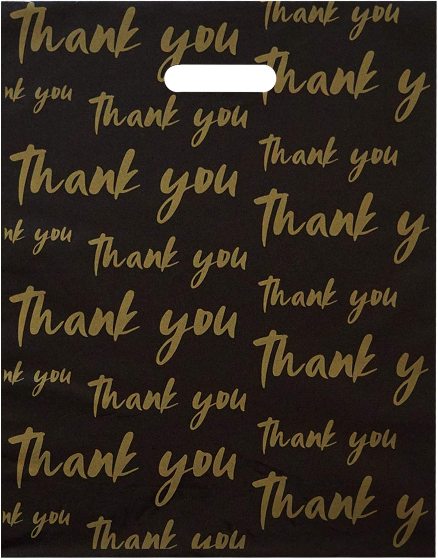Premium Black 12x15 Merchandise Bags - Bulk Thank You Bags for Business, Retail Store Supplies, Boutique Shopping Bags - Plastic Bags with Handles for Thank You Gifts and Retail Bags (25 Pack)