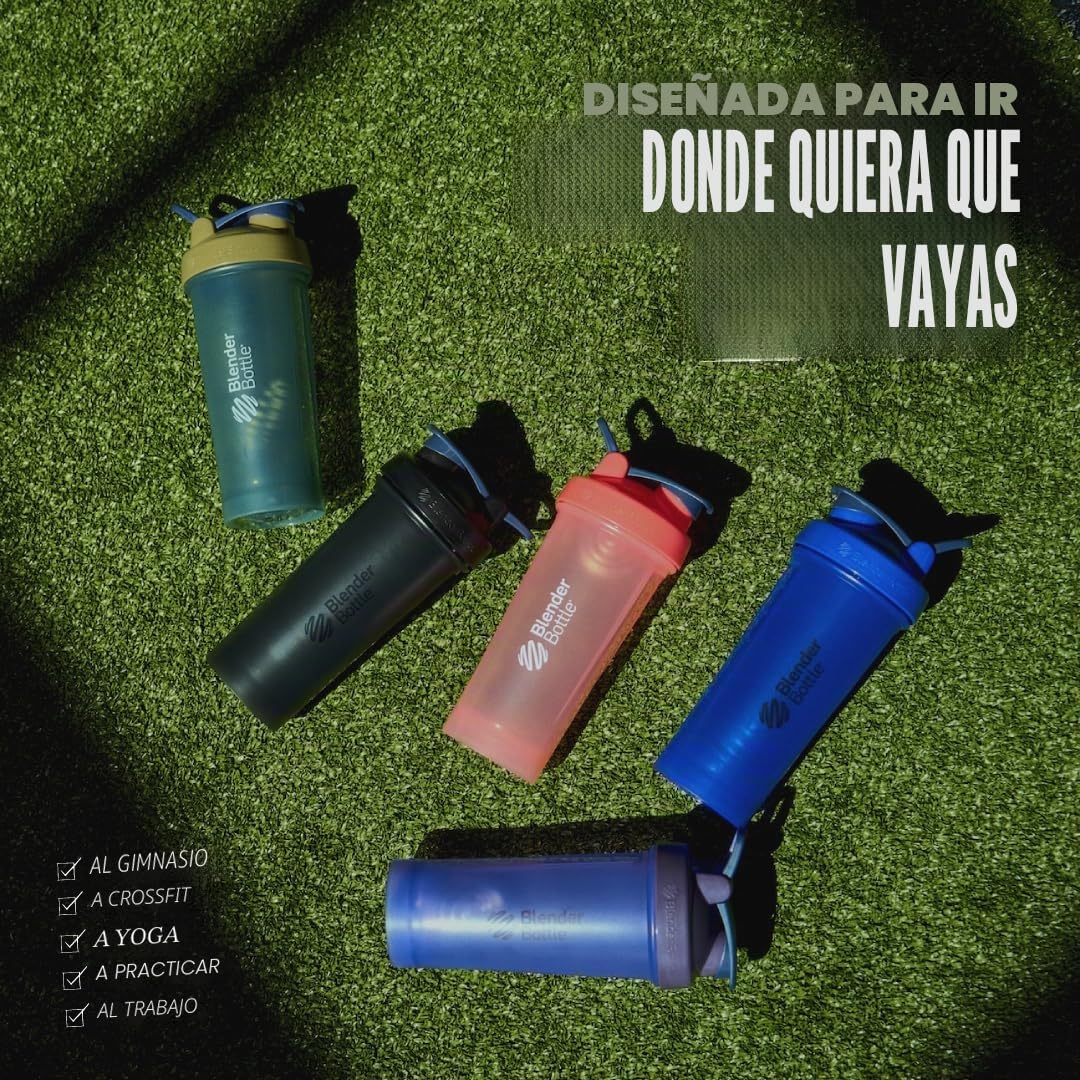 BlenderBottle Classic V2 - Botella mezcladora con bola de acero inoxidable, perfecta para batidos de proteínas, apta para lavavajillas, 600 ml, azul océano