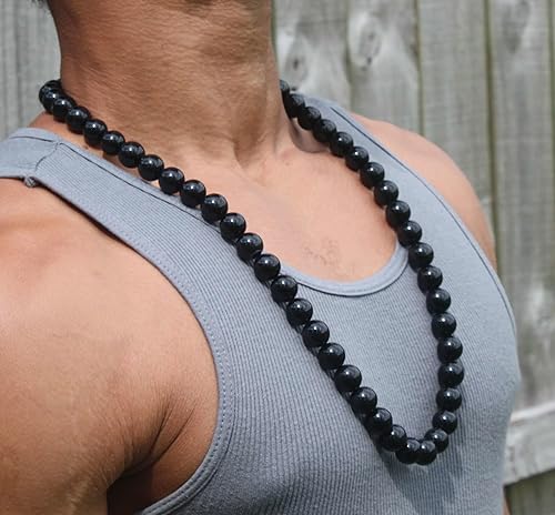 Vista 22 de Handmade Black Onyx Crystal Mens Necklace - Grounding Genuine Gemstone Beaded Mala Willpower, Protection, Prosperity Black Choker - Jewelry Gift