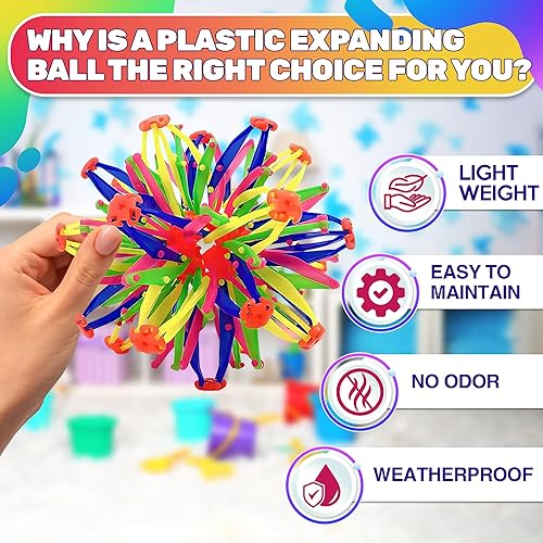 Miniatura 3 de Bola de respiración expandible para aliviar el estrés, esfera de bola expandible de 5.5 a 10.2 pulgadas con bordes lisos y diseño colorido, juguete