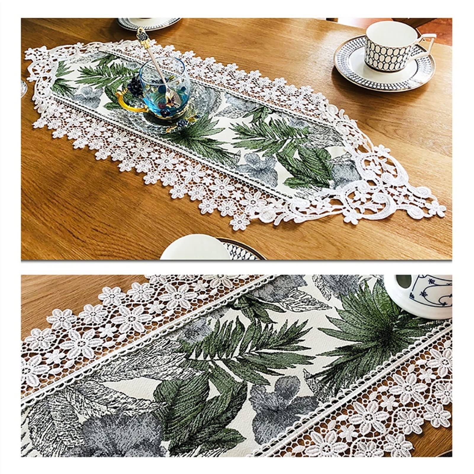 Amazon｜エレガントで豪華な刺繍の花のテーブルクロスHollw花レース