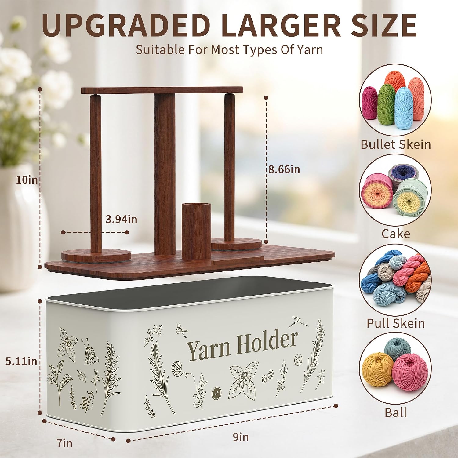 GloTika 2 Spindle Yarn Holder, Magnetic Spinner with Storage Box