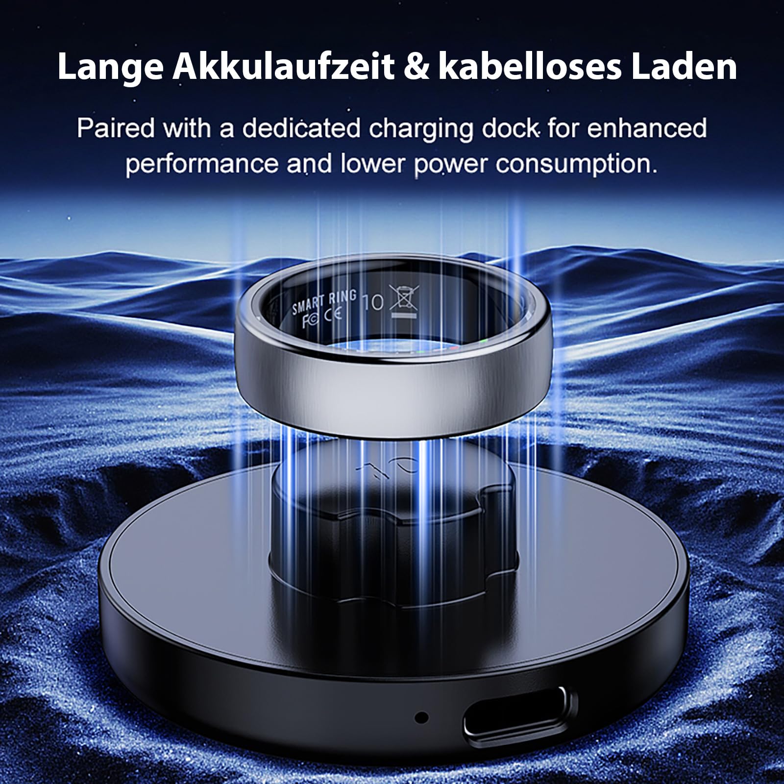 findtime Smart Ring Fitnessring Notificación Fitness Traking Ring Cardíaco HRV Monitor de Sueño Podómetro Anillo de Salud IP68 Resistente al Agua Anillos Inteligentes para Mujer Hombre Android iOS