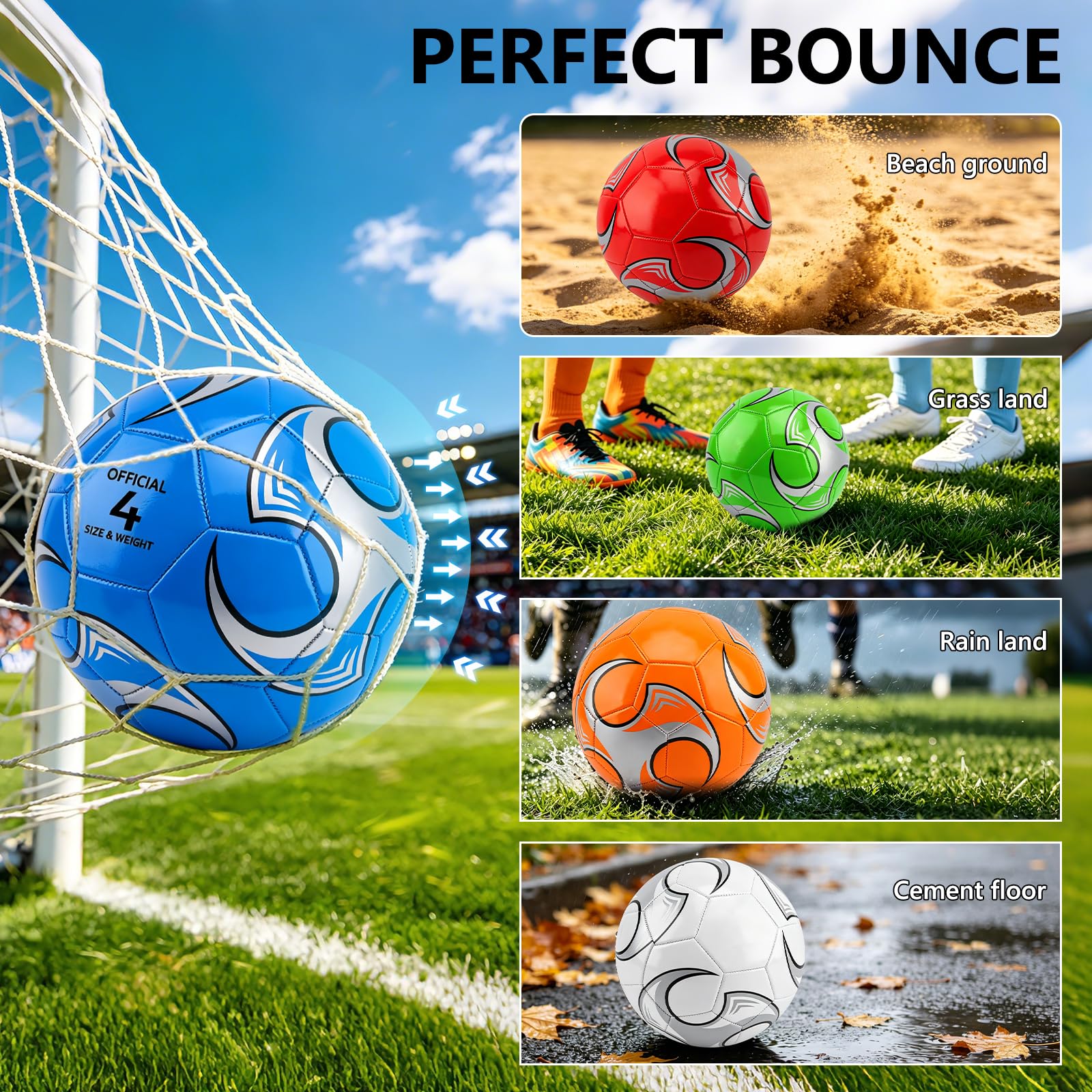 SIKEMAY 6 Packungen Fußballbälle mit Pumpnadeln, für Erwachsene, Herren, Training, Teenager, Fußball, offizielle Größe 5, Indoor-Outdoor-Sport, Wettbewerb, Fußball, christliche
