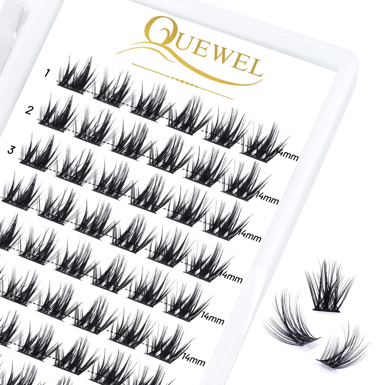 QUEWEL DIY Cluster Lashes - Individual Volume False Eyelashes, Soft & Light, Segmented, For Makeup Home Use (Honey01-D-MIX8-16mm) — view 26