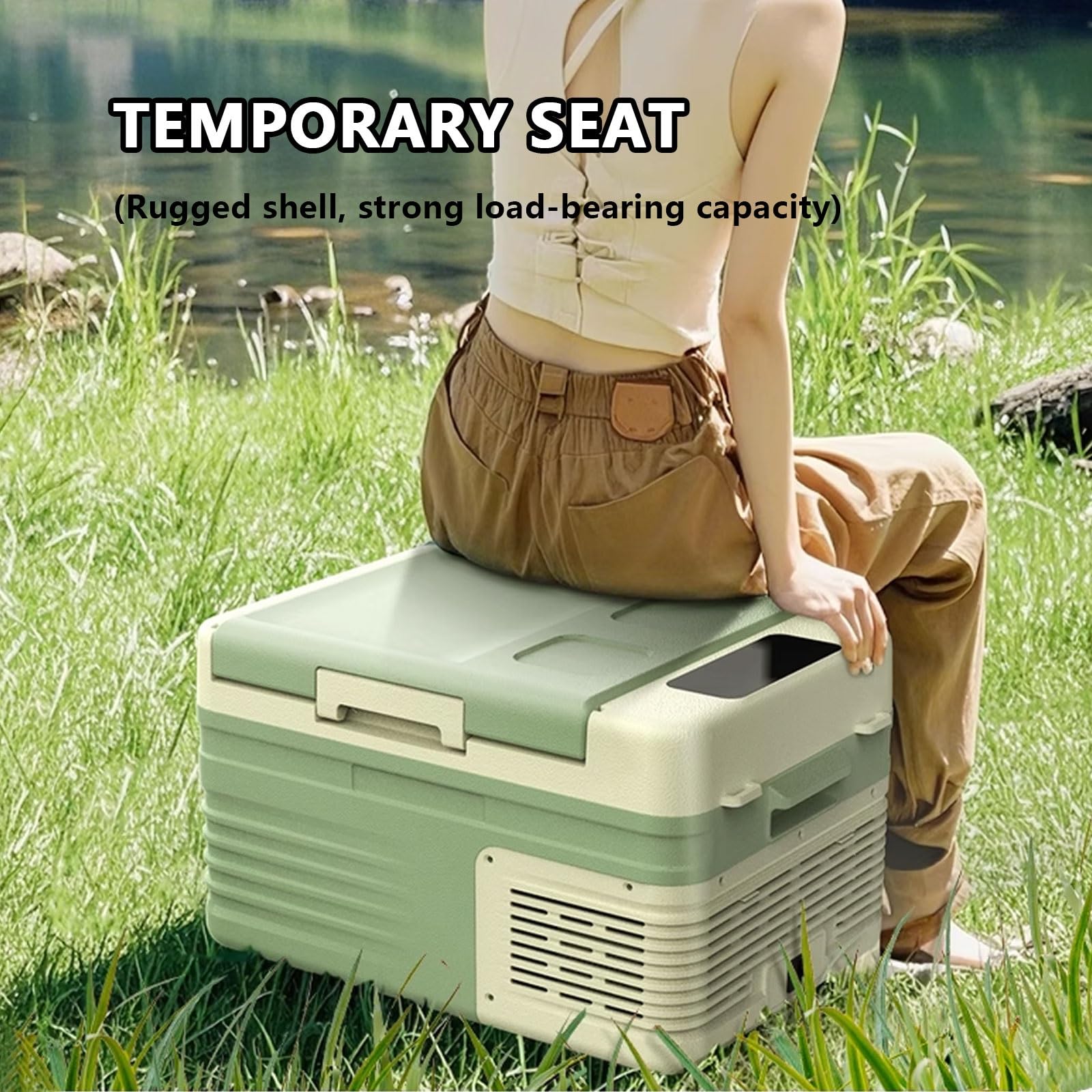 Frigo Macchina Mini Frigo Portatile Frigorifero Da Campeggio Bassi A 45 DB 12V/24V Maniglia E Portabicchieri Incassati 10L/16L/22L/28L, -20℃ A +20℃(60 * 32.2 * 41.2cm)