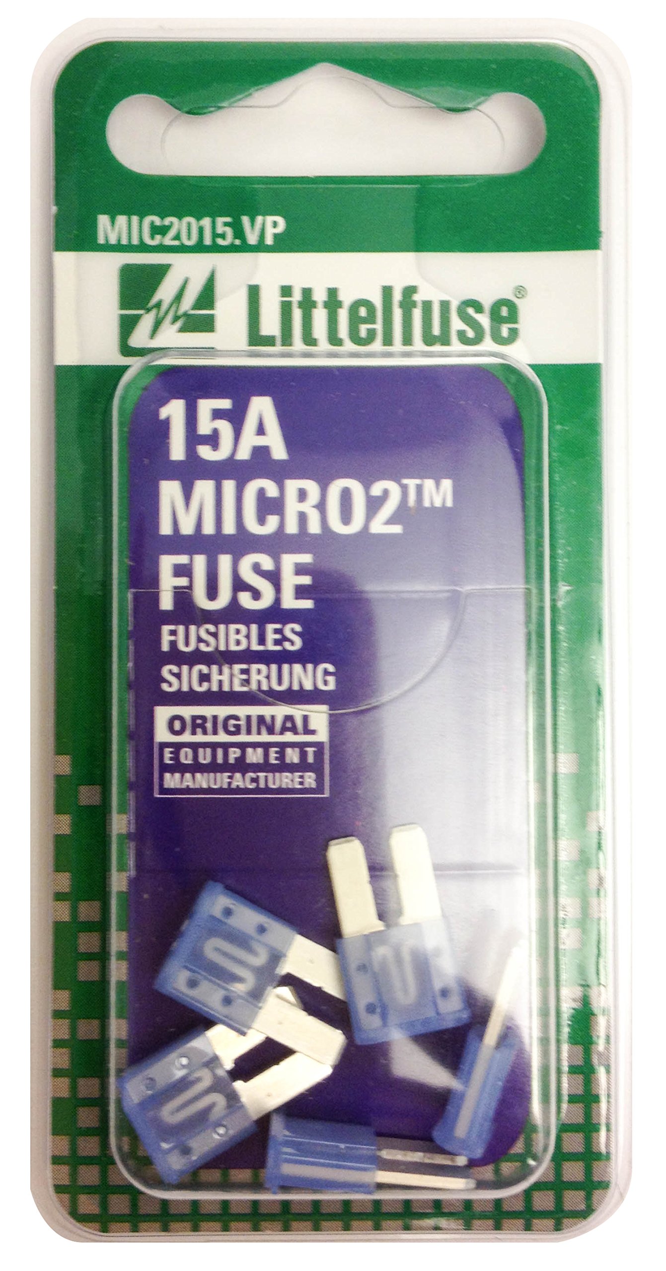 Littelfuse (MIC2015.VP) MICRO2 Blue 32V 15 Amp Blade Fuse, (Pack of 5)