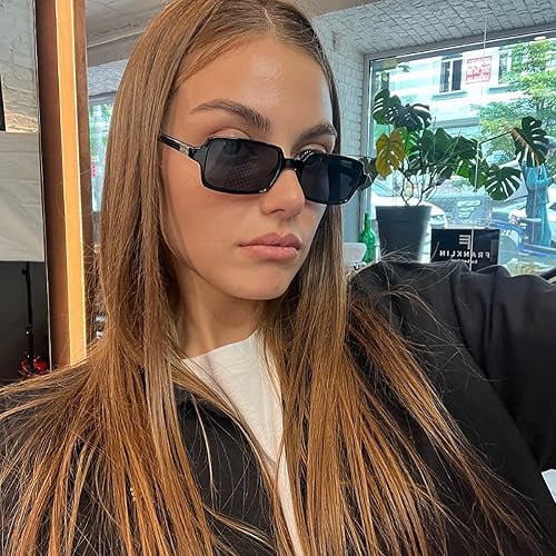 Miniatura 9 de Lentes de sol retro para mujeres y hombres, lentes de sol rectangulares pequeños de los años 90, vintage, lindos, estrechos y modernos