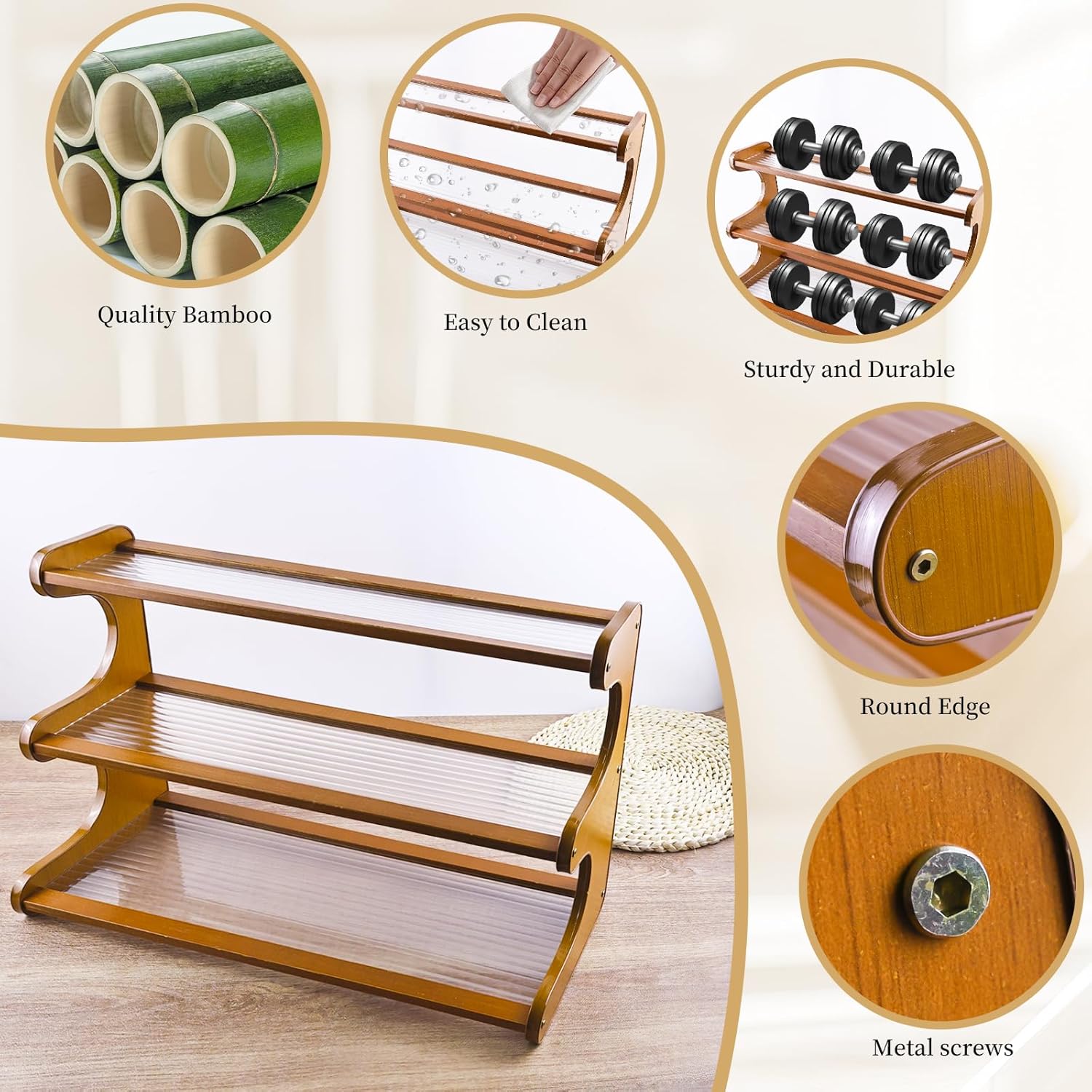 3 Tier Coffee Station Organizer, Coffee Mug Holder Rack for Countertop, Bamboo Coffee Bar Organizer Shelf for Mugs, Cups & Accessories, Space Saving Kitchen Tea Bar Storage