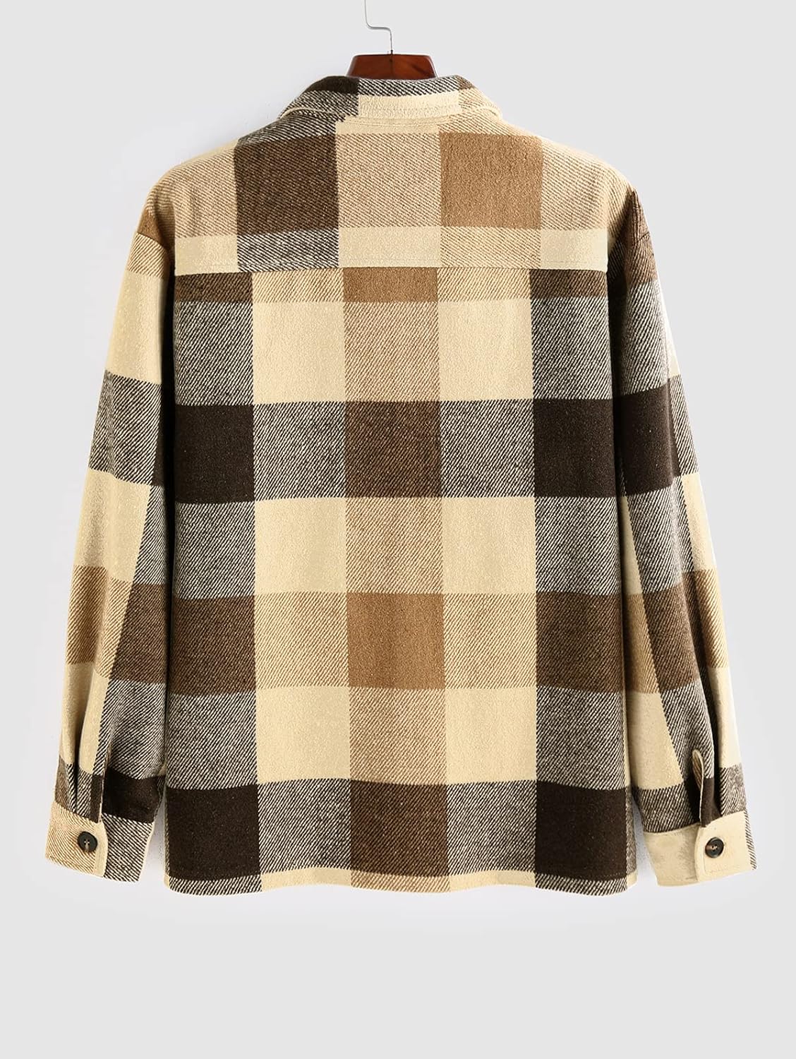 ZAFUL Men's Plaids Shirt Long Sleeve Button Down Lightweight Flannel Jacket Wool Blend Shacket Casual Shirts with Pockets - Image 4