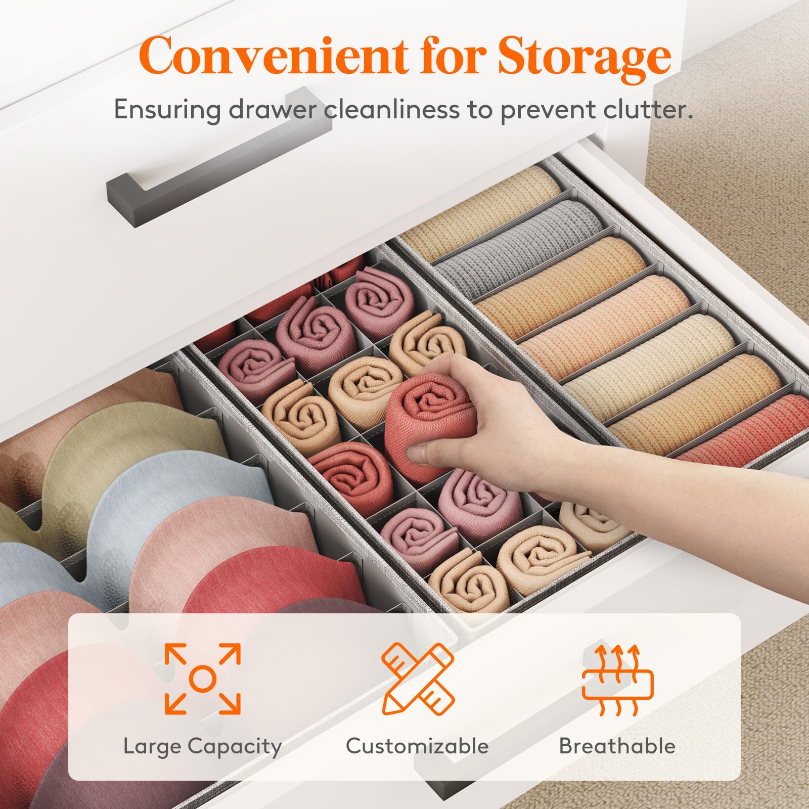 Lifewit Set van 12 lade-organizer voor HEMNES dressoir, opvouwbare