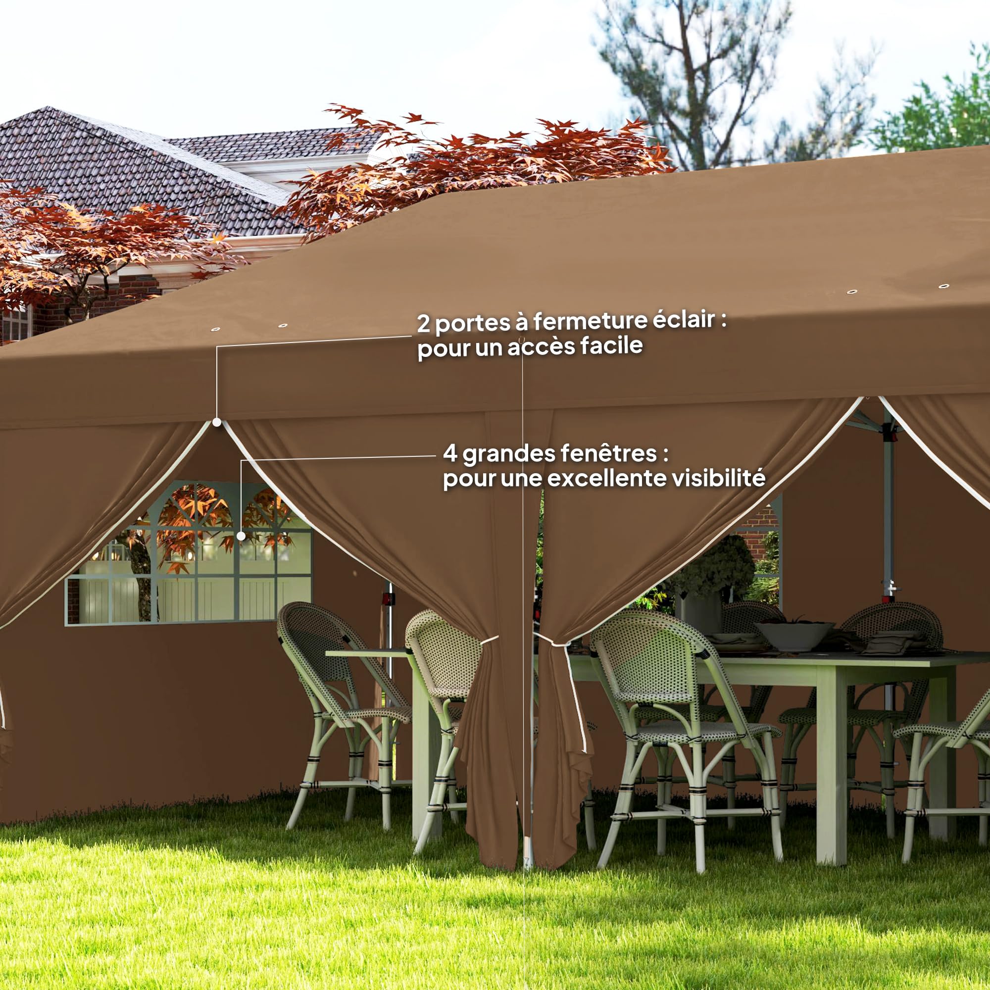 Tonnelle Pliante Outsunny 6x3m - Barnum Pop-up Avec Moustiquaires Amovibles Et Sac De Transport