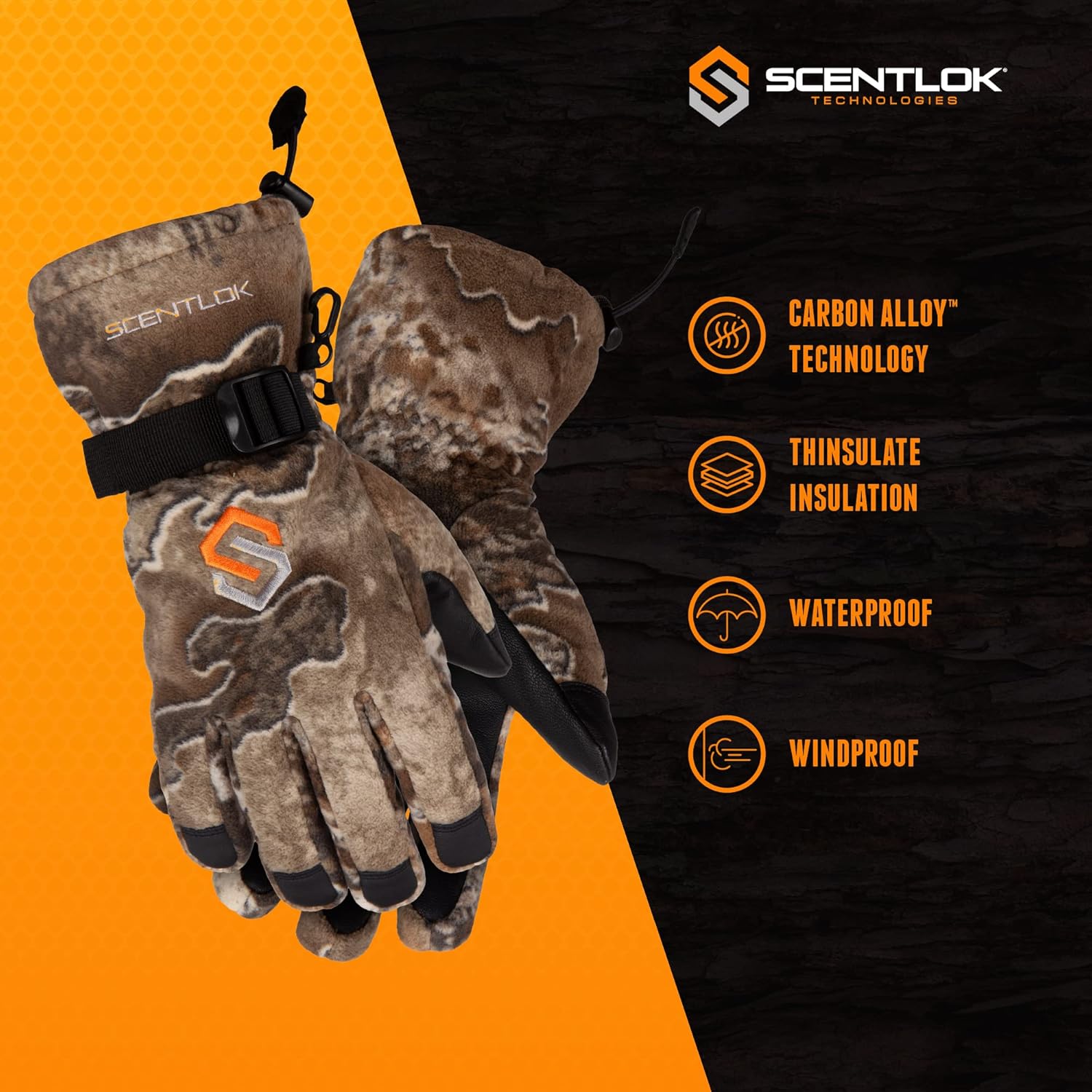 ScentLok BE:1 Fortress Insulated Waterproof and Windproof Camo Hunting Gloves