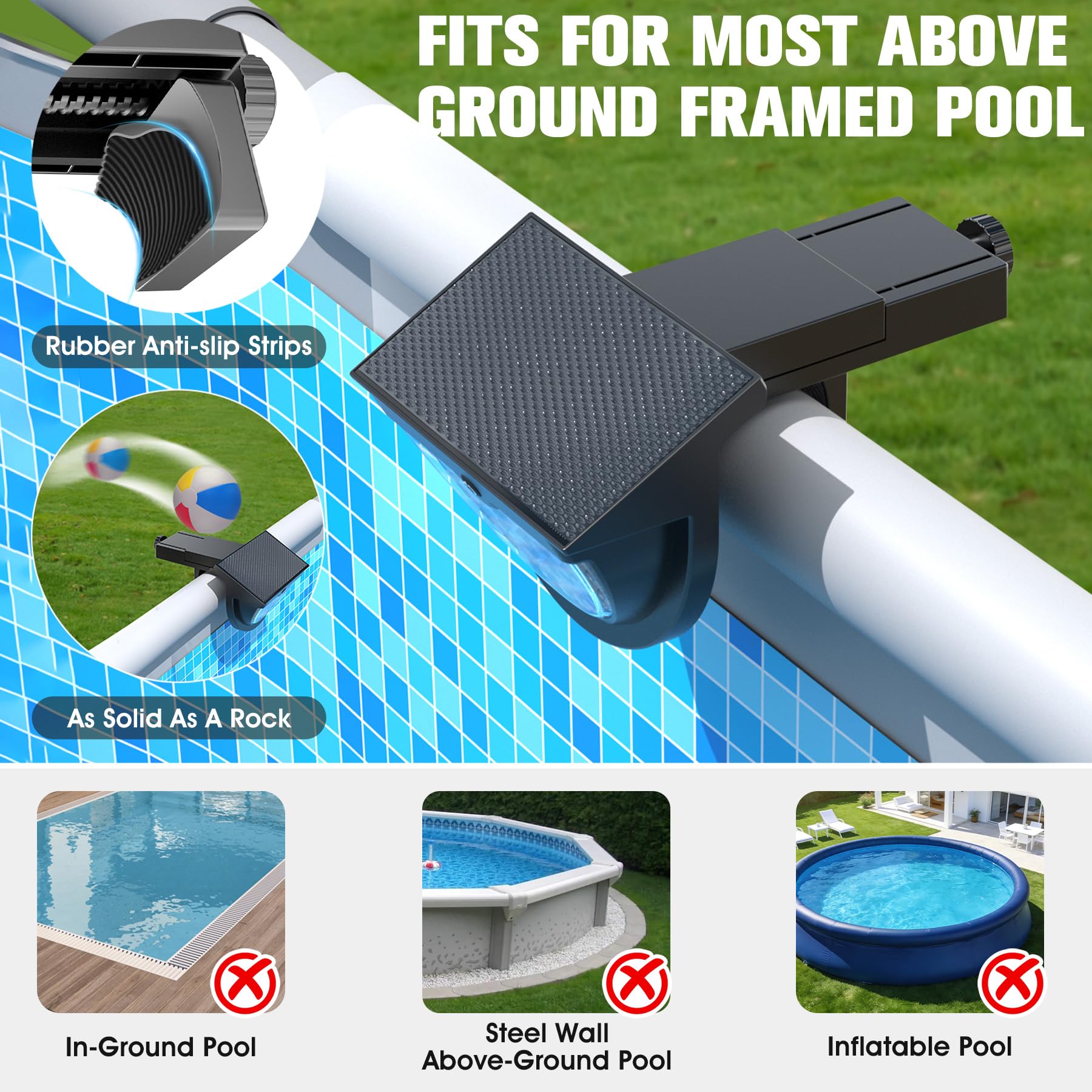 Solar-Pool-Lichter, 2026, verbessert, solarbetrieben, oberirdische Pool-Lichter, Rahmen-Pool-Licht, wasserdicht, Schwimmbad-Solarlicht, Farbwechsel-Pool-Beleuchtung für oberirdische