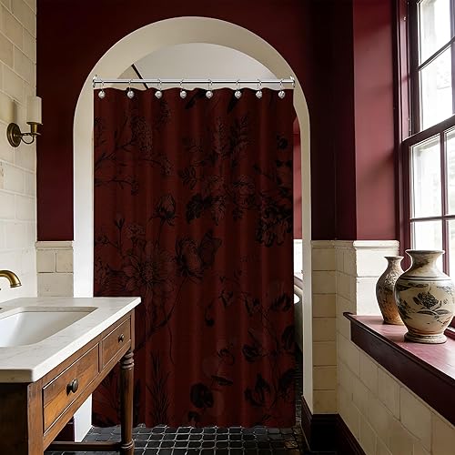 Miniatura 11 de Cortina de ducha azul marino de bosque Cortina de ducha azul oscuro de montaña y naturaleza para decoración de baño de hombres, tela impermeable con