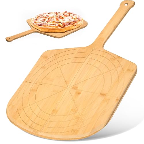 Loftern 16 Inch Wooden Pizza Peel Board with Engraved Sizes