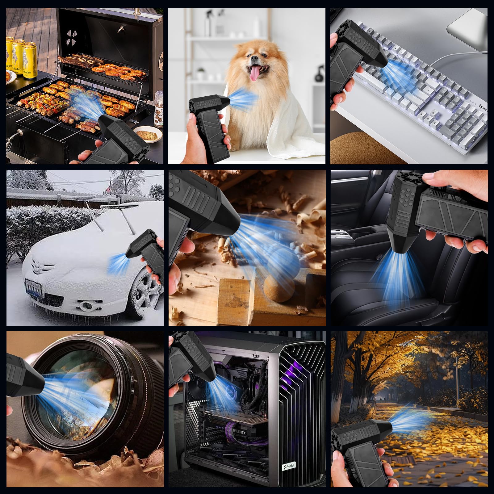 Elektrische Staubgebläse Luftdruckspray, 130000 U/min, Druckluft Compressed Air Duster mit 8000mAh Akku, Reinigungsbürste und USB Schnellladung, für PC Reinigungsset, Sofa, Auto