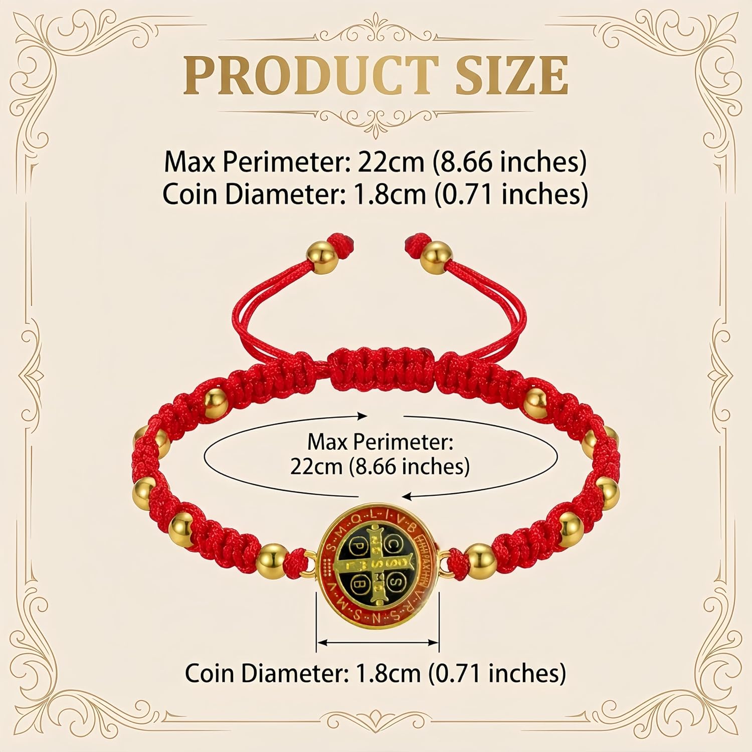 2 Pack St Benedict Bracelet Red String for Protection - Adjustable San Benito Medal Rosary Bracelets for Men Women - Catholic Religious Knot Prayer Beads Gift for Confirmation Faith & Good Luck Charm