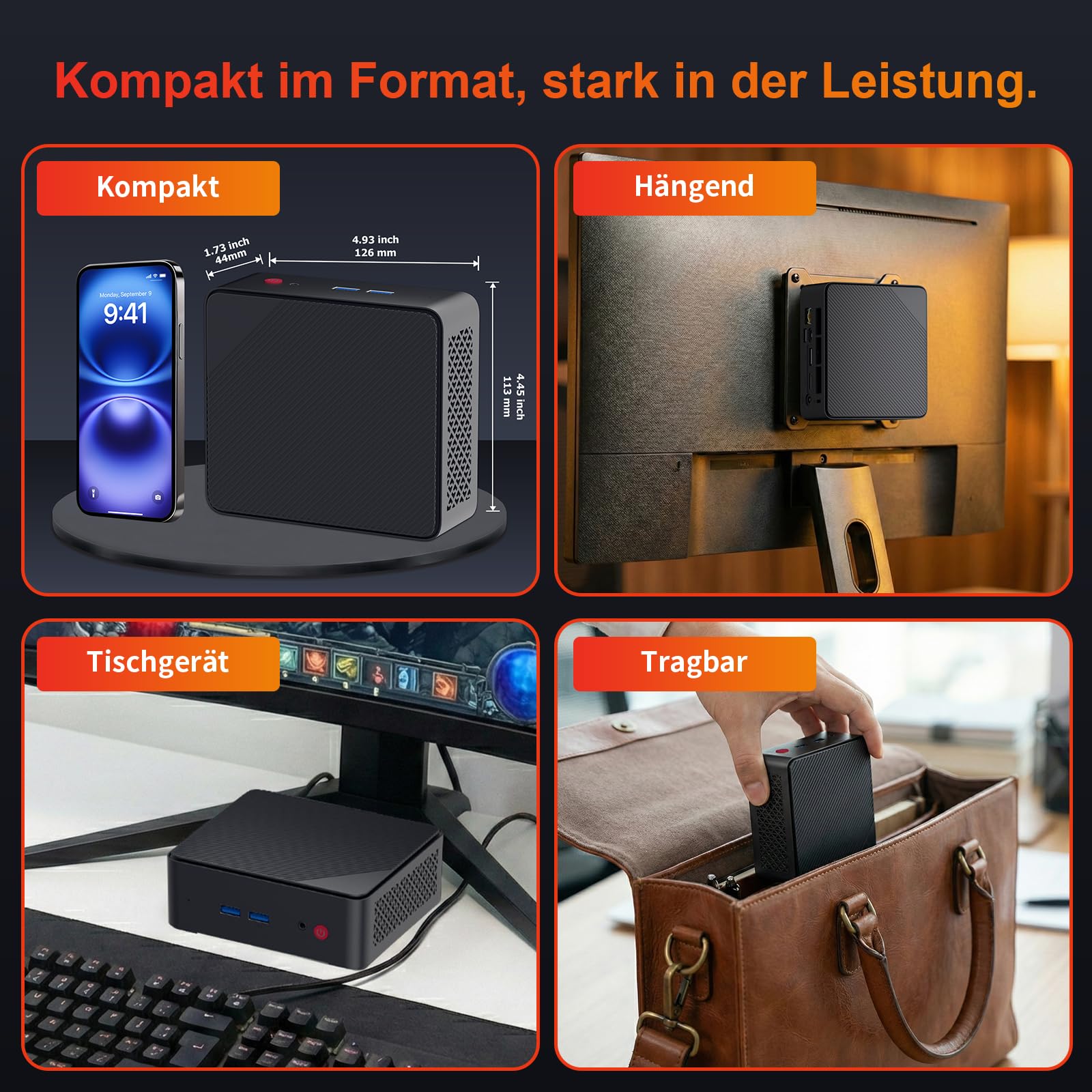 AWOW Mini PC AMD Ryzen Embedded R2514 (4 Kerne, bis 3,7 GHz), 16GB DDR4, 512GB PCIe 3.0 SSD, Radeon Graphics, 4K Display 1000M LAN,WiFi 5