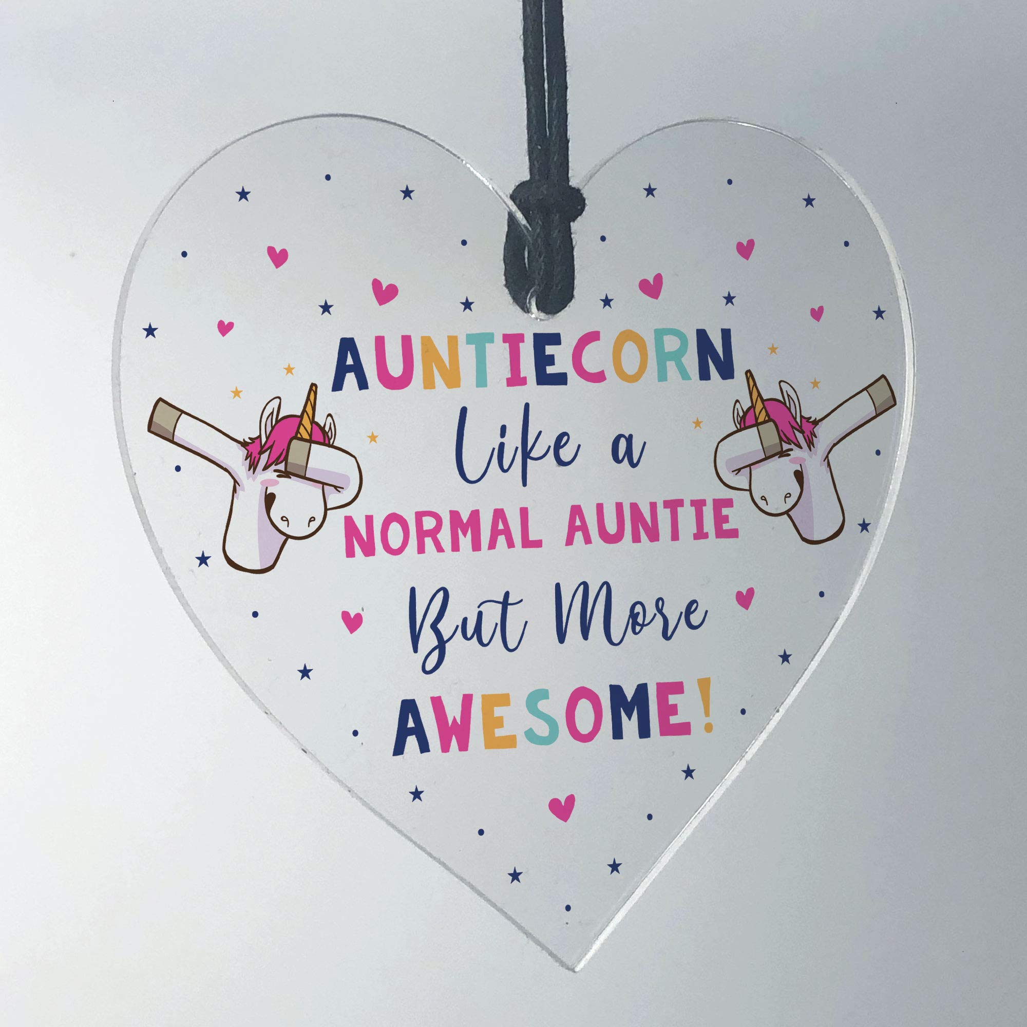 Red Ocean Novelty Auntie Unicorn Gifts Acrylic Sign Heart Funny Christmas Gift For Auntie Aunt Gift From Niece Nephew