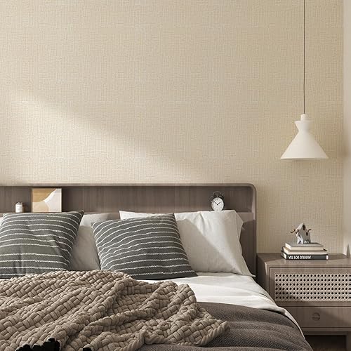 Miniatura 5 de Papel tapiz autoadhesivo para despegar y pegar, 15.7 x 78.7 pulgadas, papel de contacto beige con textura, papel de pared autoadhesivo para