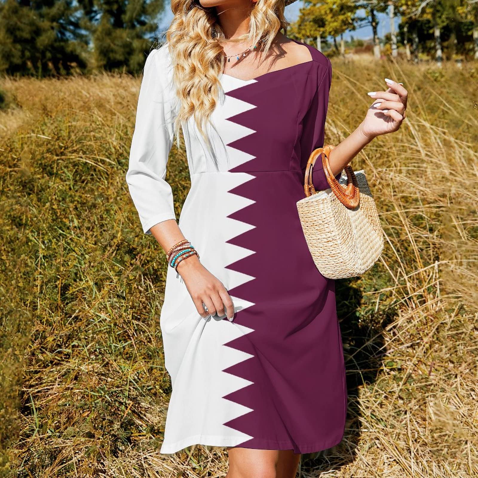 Amazon.com: Fattyeery Womens Summer Casual Loose Dress Qatar Flag Long Dress  Short Sleeve for Girls Fashion Skirts XS : Clothing, Shoes & Jewelry