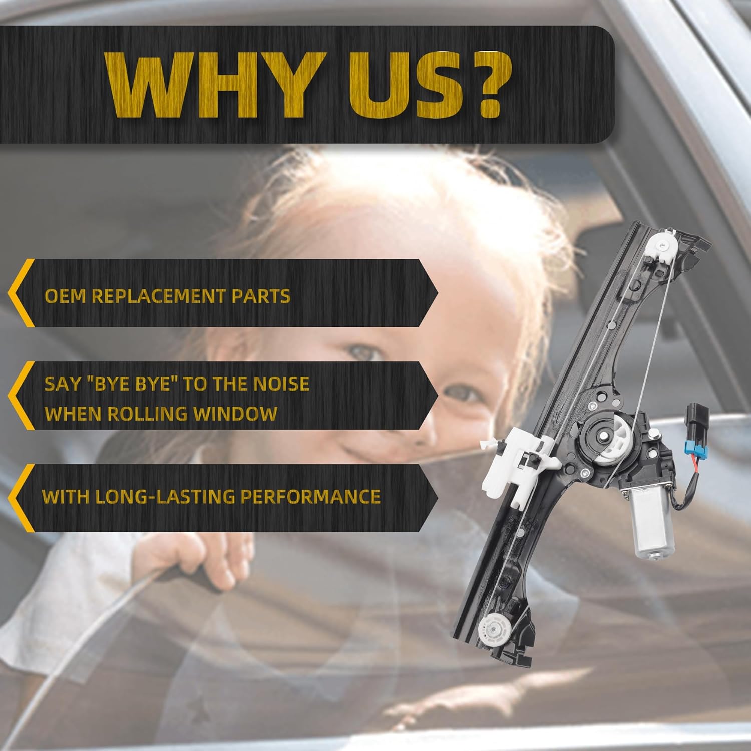 Dasbecan Front Left Driver Side Window Regulator Assembly w/Motor Compatible with Fiat 500 2012-2019 1.4L Replaces 751-648 68070267AD 68070267AE 68070267AC