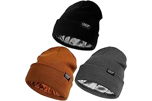 3 Pack Satin Lined Beanie Hats for Warm Winter Wear