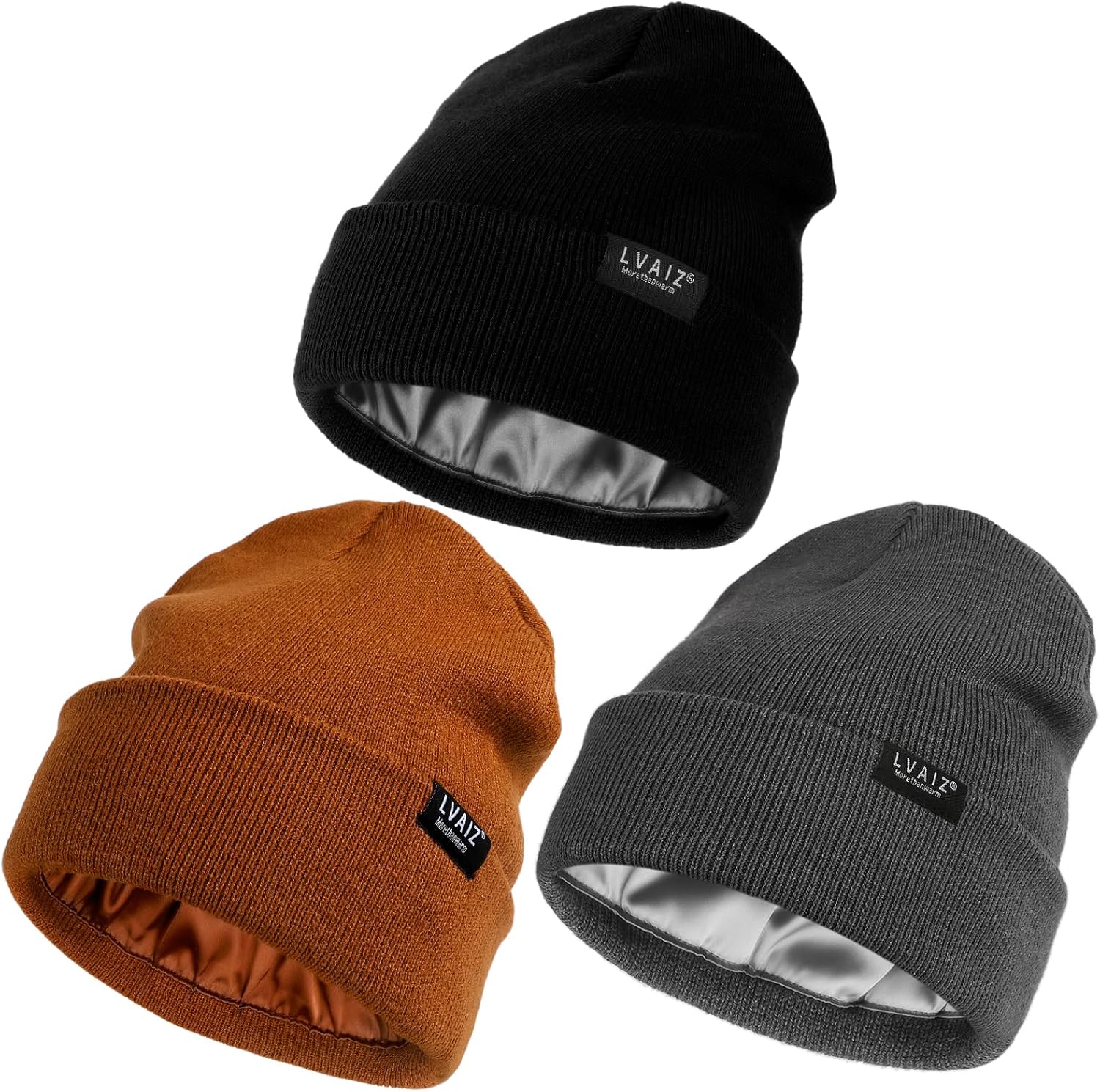 Pack Satin Lined Beanie Hats for Women Men Winter Australia